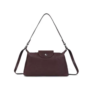 Retro genuine leather women shoulder bag, casual hobo tote, large capacity commuter handbag.