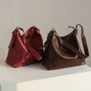 2025 new leather hobo tote bag retro versatile underarm shoulder messenger bag for women