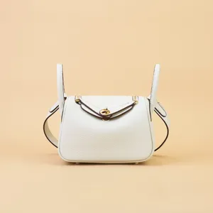 Women Leather Mini Crossbody Bag Top Handle Doctor Handbag Fashion Shoulder Bag With Gold Tone Hardware