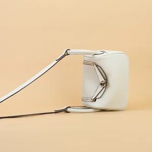 Mini leather crossbody shoulder bag for women, stylish doctor handbag with gold tone hardware.