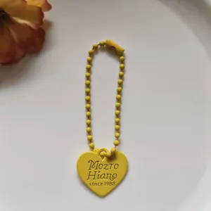 Yellow heart bead chain keychain pendant minimalist cute bag accessory charm for everyday use