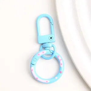 Blauwe baklak donut veerring legering sleutelhanger DIY tassenhanger en telefoonketting
