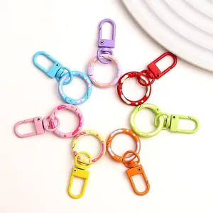 Kleurrijke legering donut veer sleutelhanger ring DIY tas bedel hanger karabijnhaak accessoire