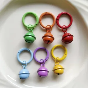 Colorful candy color bell spring ring keychain bag pendant DIY craft accessory for keys and bags.