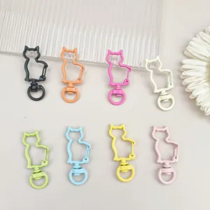 Moschettoni girevoli a forma di gatto colorati in lega di zinco portachiavi fai da te