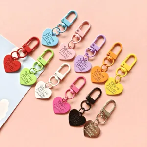Creative Candy Color Metal Baking Paint Heart Keychain Cute Peach Heart Charm Bag Pendant