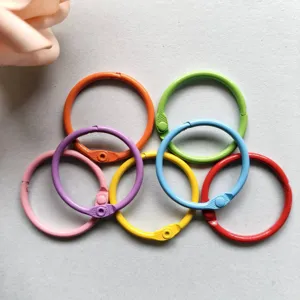 Colorful metal binder rings 30mm loose leaf open rings for DIY crafts and keychains.