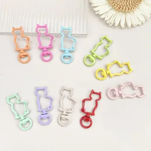 Lega di Zinco Carino Gatto Rotante Fibbia a Molla Portachiavi DIY Gioielli Ciondolo Colorato Metallo Gatto Borsa Fascino Portachiavi Regalo