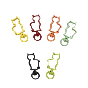 Moschettone girevole in lega di zinco forma di gatto simpatico portachiavi accessori gioielli.