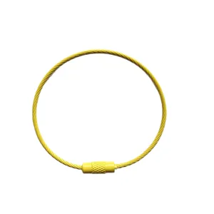 Gelber Stahldraht Schlüsselanhänger Ring Schraubverschluss DIY Taschenzubehör Metallseil