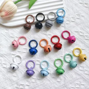 Colorful metal bell pendants with spring clips, ideal for DIY jewelry, bag charms, and keychains.