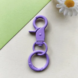 Moschettone portachiavi in lega verniciata viola anello a molla accessorio per bagaglio DIY