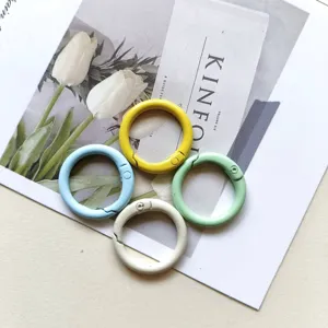 Colorful metal spring rings, 25mm round gate rings for bag straps, keychains, and DIY accessories.