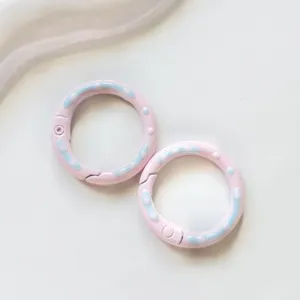 Metal donut spring clasp oil drip round open ring DIY jewelry keychain accessories parts