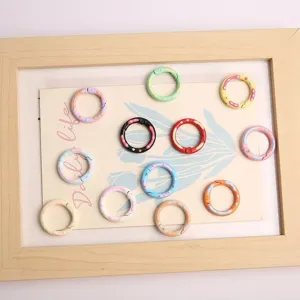 Colorful metal donut spring rings, enamel drip oil round open jump rings for DIY jewelry making.