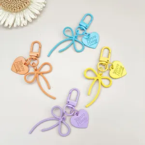 Bunte Legierung Schleife Herz Schlüsselanhänger DIY Zubehör Handyband Anhänger Set mehrfarbig