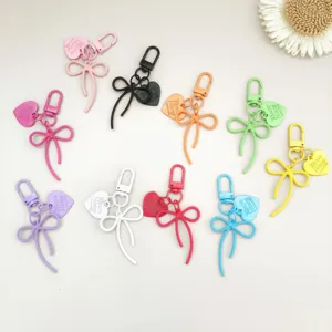Legierung Schleife Herz Anhänger Schlüsselanhänger Süße Schleife Schlüsselring Tasche Anhänger DIY Schmuck Handy Kette Zubehör