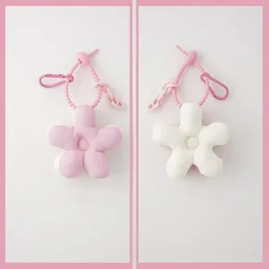 Cute plush flower bag charm aesthetic keychain fluffy floral backpack pendant for women and girls.