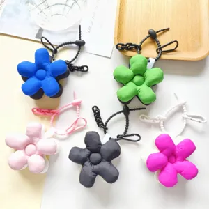 Cute Floral Bag Charm Keychain Double Sided Puffed Flower Handbag Pendant Car Key Ring Cute Bag Accessories