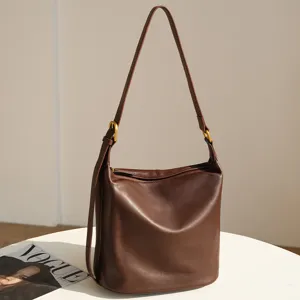Large capacity casual hobo shoulder bag for women, soft leather stylish tote purse main view.