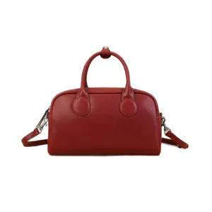 Red Boston bag for women retro crossbody handbag stylish top handle shoulder bag purse 2025