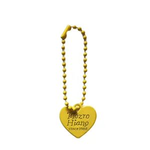 Yellow heart beaded chain keychain bag charm minimalist style diy accessories pendant cute.