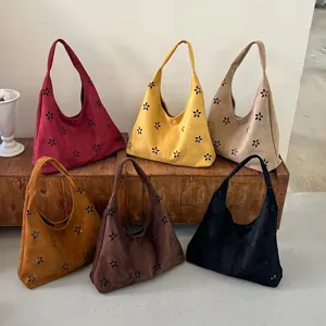 Borsa a spalla in camoscio da donna grande capacita stile casual elegante borsa floreale