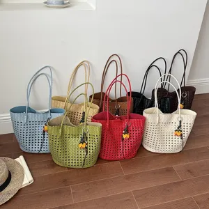 Stilvolle sommerliche gewebte hohle Tote-Tasche lässige Schultertasche für Damen Alltag