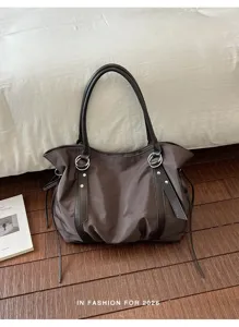 Large capacity nylon shoulder tote bag casual commuter bag fashion versatile design for women