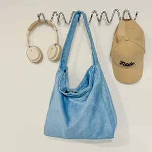 Sac à épaule en suédine bleue hobo tote fourre-tout décontracté détail élégant