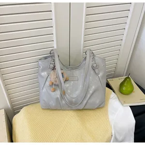 Retro large capacity women shoulder tote bag casual minimalist autumn winter fashion commuting bag