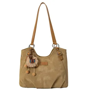Women vintage large capacity tote bag casual shoulder bag autumn winter fashion handbag