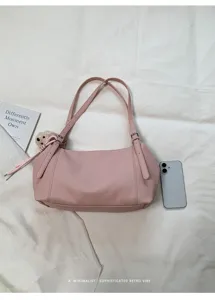 Bolso de hombro de cuero PU rosa bolso almohada bajo el brazo mujer elegante bolso casual chic.