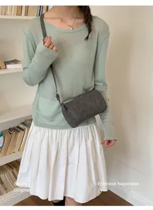 Bolso cruzado cilíndrico minimalista para mujer, bolso de hombro tipo almohada de otoño.