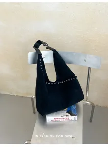 Schwarze Retro Unterarm Hobo Tasche große Kapazität weiches Leder Schultertasche Damen