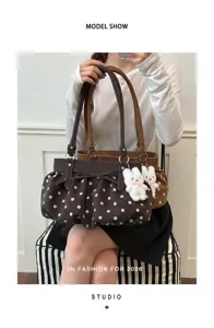 Sac à épaule décontracté pour femme grande capacité imprimé floral avec joli pendentif lapin.