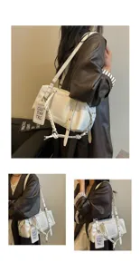 White patent leather shoulder bag, large capacity stylish pillow bag for women daily commute.