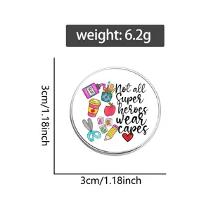 Leuke metalen school speld badge, 3cm groot, inspirerende leraar rugzak accessoire cadeautje.