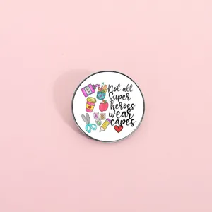 Schattige cartoon metalen broche pin met inspirerend citaat, schoolstijl accessoire kleding.