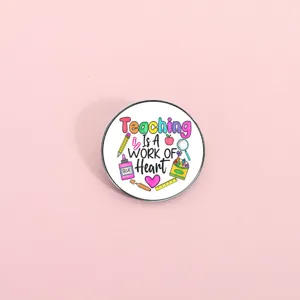 Cute teacher theme metal brooch badge aesthetic lapel pin backpack clothing accessory gift