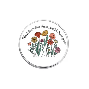 Cute floral metal brooch badge featuring an inspirational quote, perfect for daily wear or gifts.
