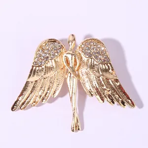 Spilla Ali d'Angelo Vintage da Uomo in Lega di Alta Qualità Con Strass Distintivo per Abito Ali Gioielli di Moda Accessorio per Maglione