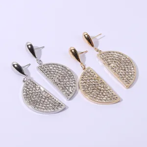Fashion Alloy Rhinestone Lemon Pendant Earrings Elegant Luxury Fruit Drop Dangle Earrings Gold Silver Accessories For Women Jewelry Gift