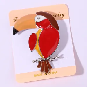 Cute toucan bird enamel brooch pin for women, creative cartoon animal metal badge jewelry gift.
