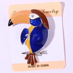 Cute toucan enamel brooch pin colorful bird metal badge fashion jewelry accessories for women