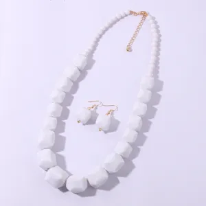 Set collana e orecchini con perle geometriche in acrilico bianco gioielli moda donna