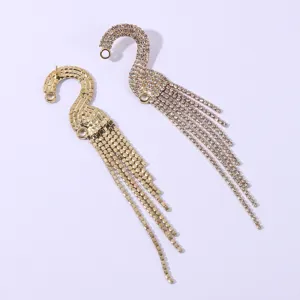 European American long rhinestone tassel earrings sparkling sexy swan earrings for women