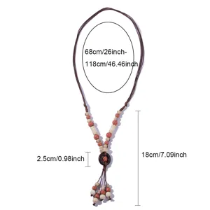 Bohemian long ceramic tassel necklace retro sweater chain for women fashion apparel accessories