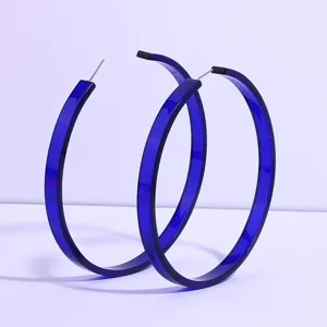 Stylish blue acrylic hoop earrings for fashion-forward looks and bold street style.