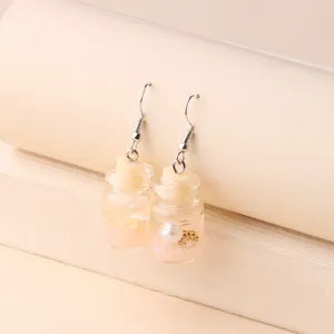 Summer ocean style beach wishing bottle pendant earrings, creative shell pearl glass drop earrings.